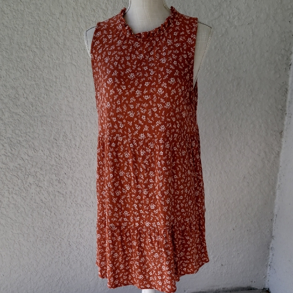 True Craft Rust Floral Mini Dress Size Large